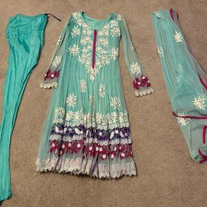 Light blue embroidered anarkali NEW YEAR'S SALE!!